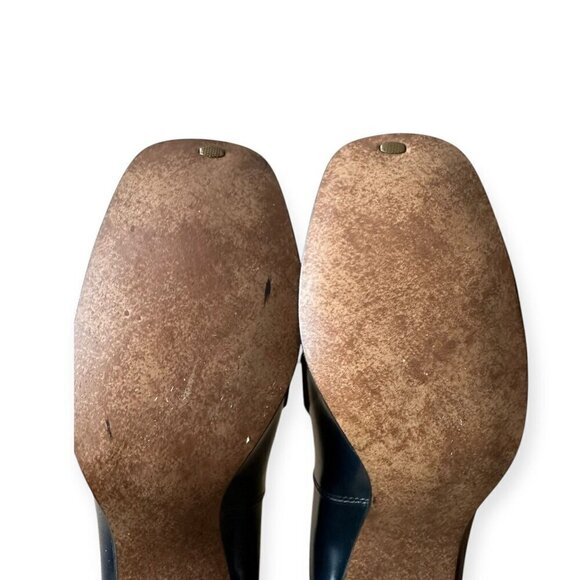 Vintage Navy Leather Slip On Heel with Large Buckles. Size 8.5. Inspirations by - Picture 10 of 13